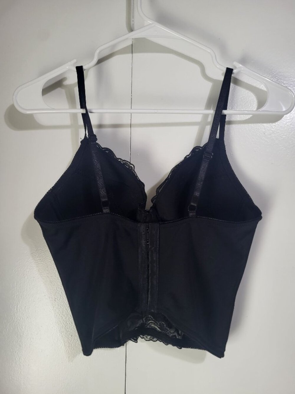 Donna L'Oren Women's Bustier Black White Rose Embroidery Goth Boudoir - Picture 4 of 9